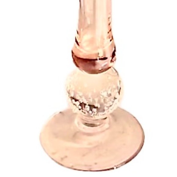 Hand Blown Pink Depression Art Glass Bud Vase Textured Glass Ball Connects Foot - Picture 5 of 6